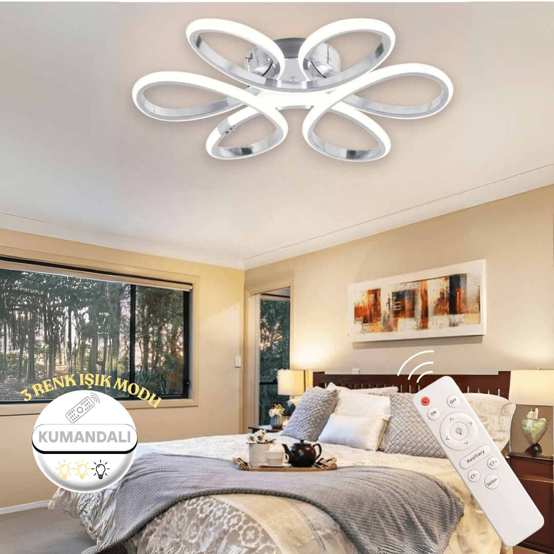 Linup Modern Plafonyer Tavana Sıfır KUMANDALI Power LED 3 RENK  - Gri Kasa image