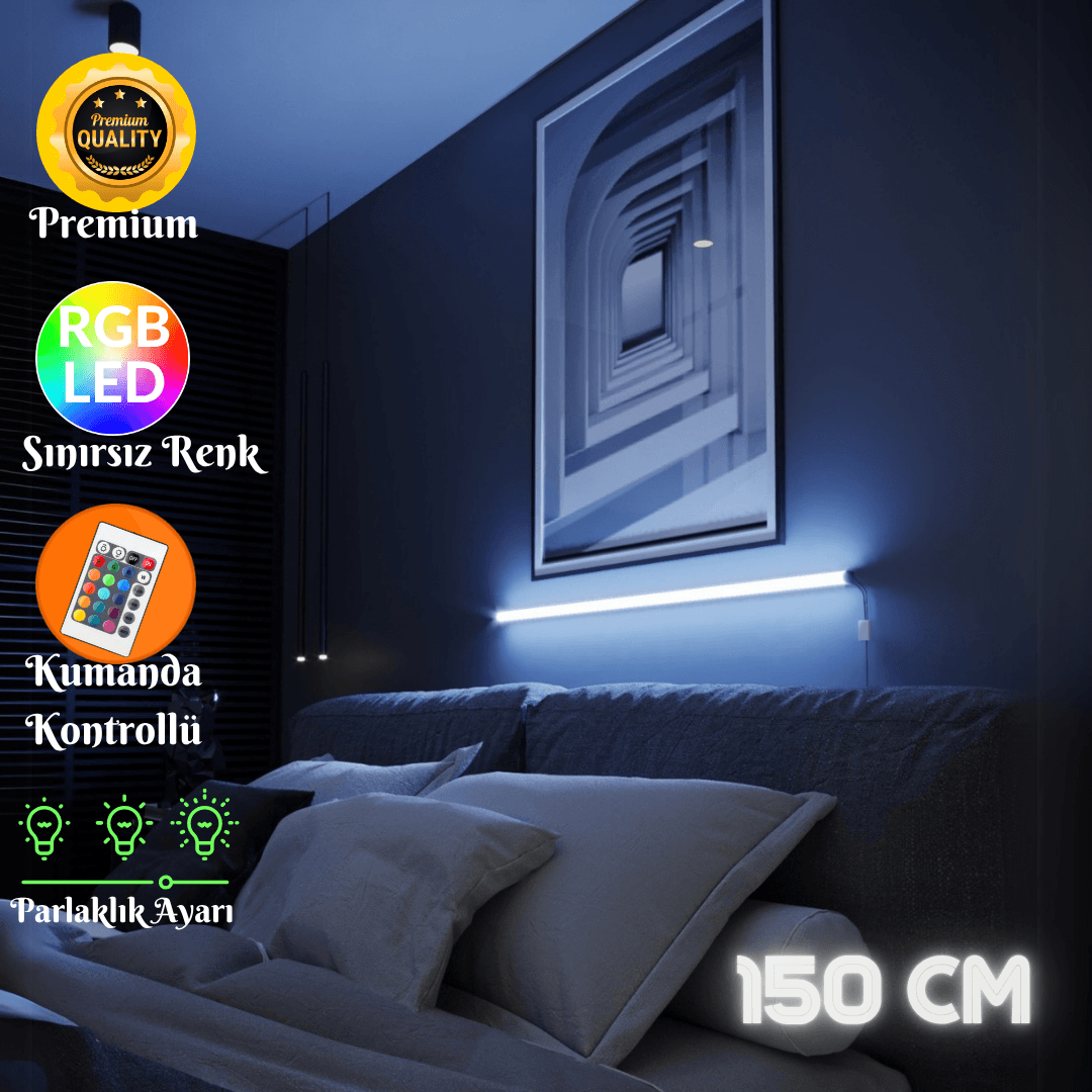 Zyra Kumandalı RGB Lambader – 16 Renk Seçeneği, 4 Dinamik Işık Modu, Dekoratif LED Lamba