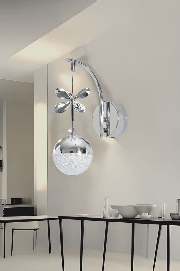 Liora Model Krom Kaplama Salon Mutfak Oturma Yatak Odası Duvar Şık Modern Led Aplik image