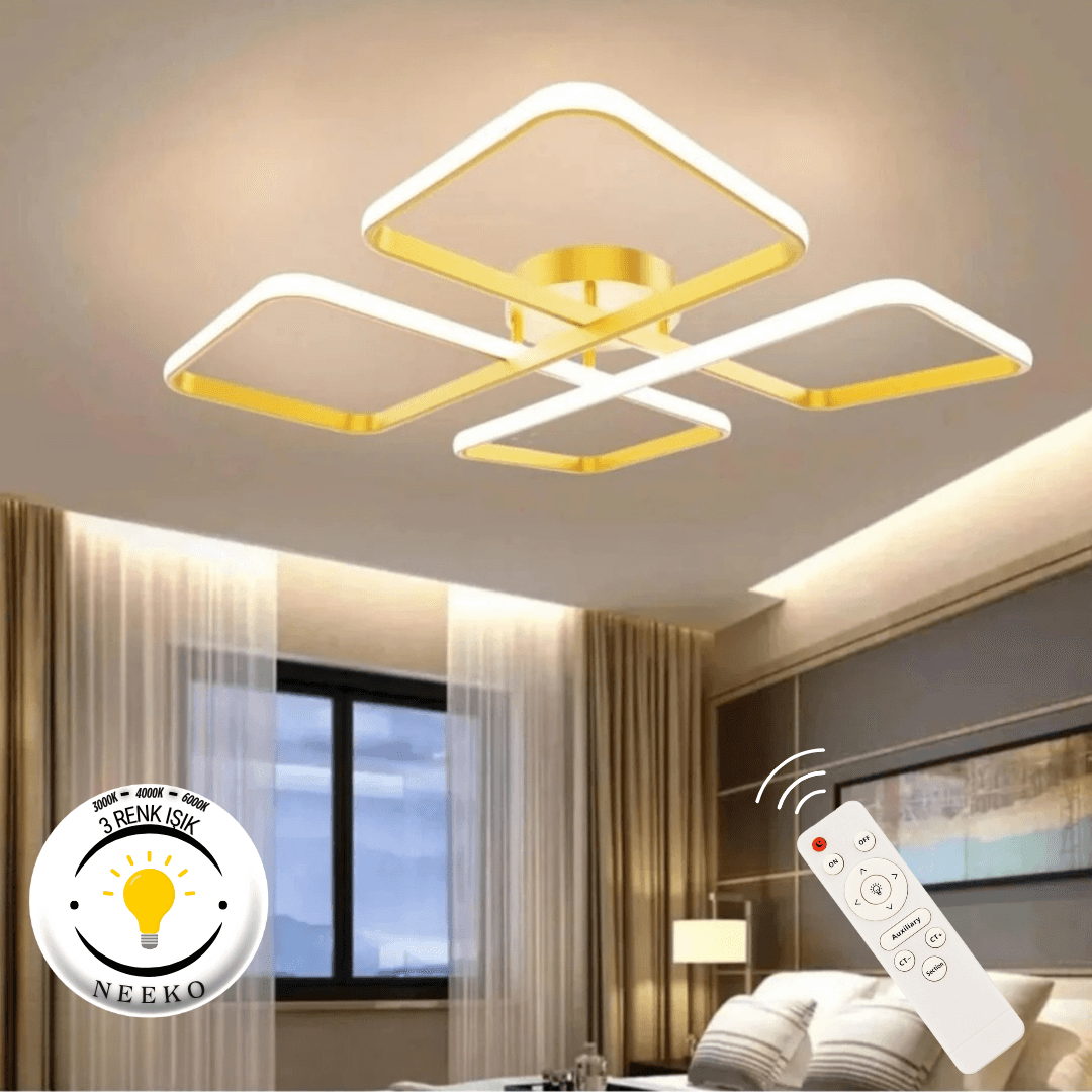 Novem Plafonyer Ultra Süper Power Ledli Tava Sıfır Avize  3 Renk KUMANDALI - Eskitme Kasa main variant image