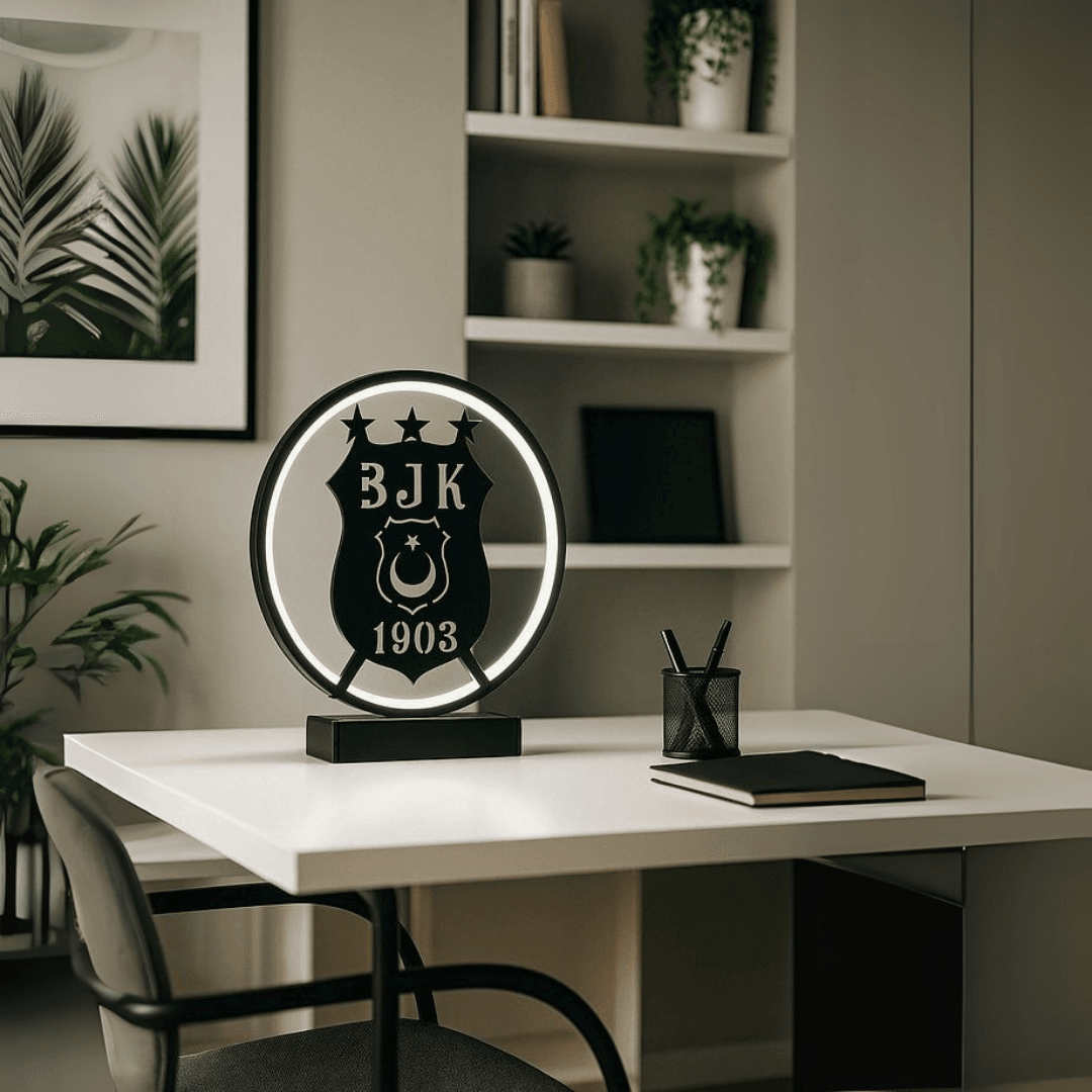 Siyah Beyaz LED Işıklı BJK Masa Lambası  Dekoratif Gece Lambası main variant image
