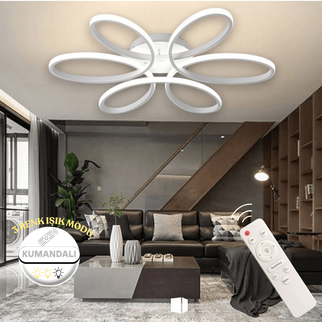 Linup Modern Plafonyer Tavana Sıfır KUMANDALI Power LED 3 RENK  - Beyaz Kasa image