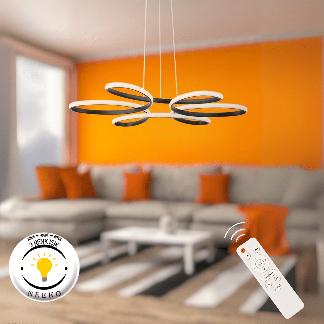 Nipul Modern Sarkıt Ultra Power Led 3 RENK - KUMANDALI - Siyah Kasa main variant image