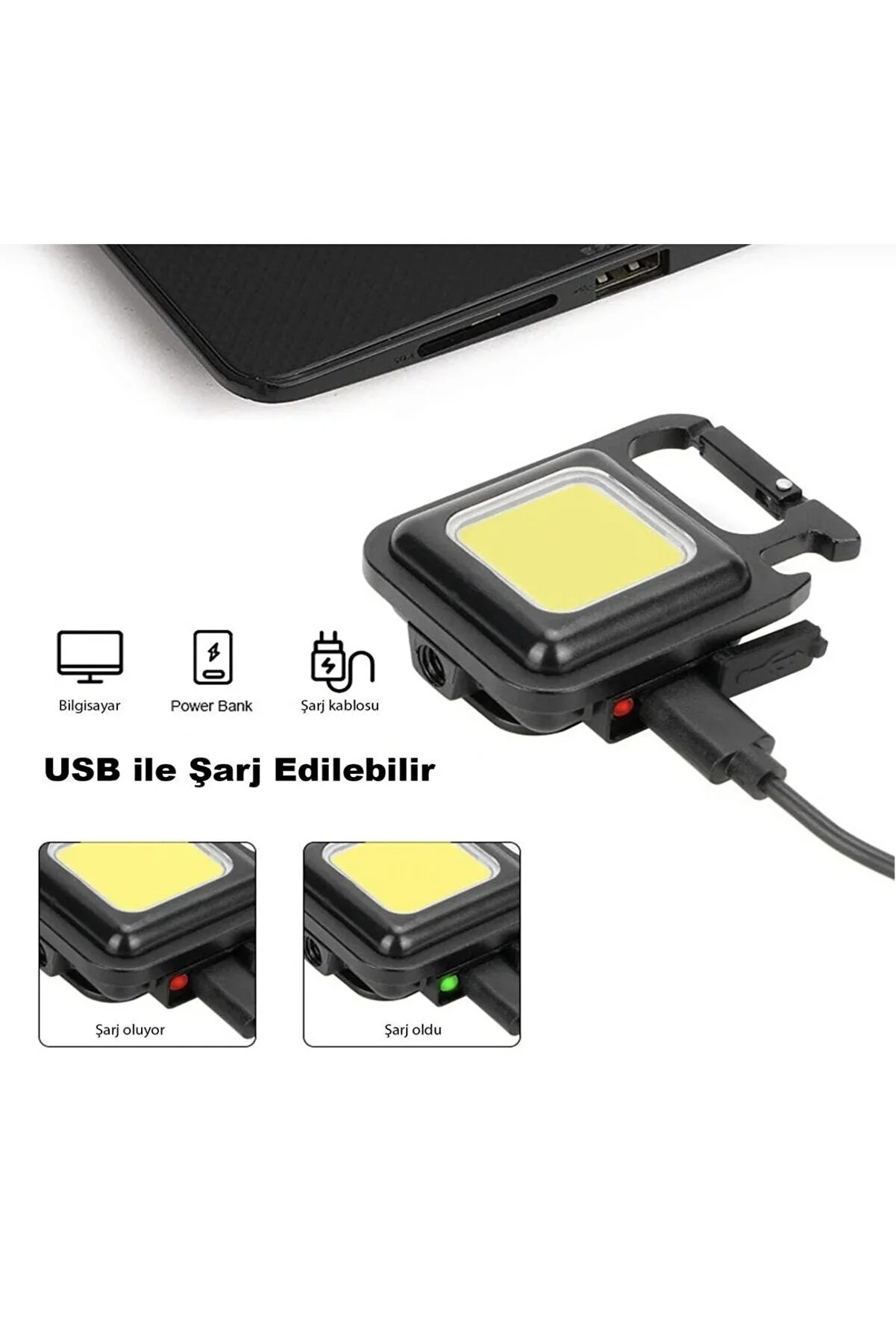 Mini LED anahtarlık el feneri USB şarj edilebilir lamba taşınabilir cep feneri açık kamp için ışık