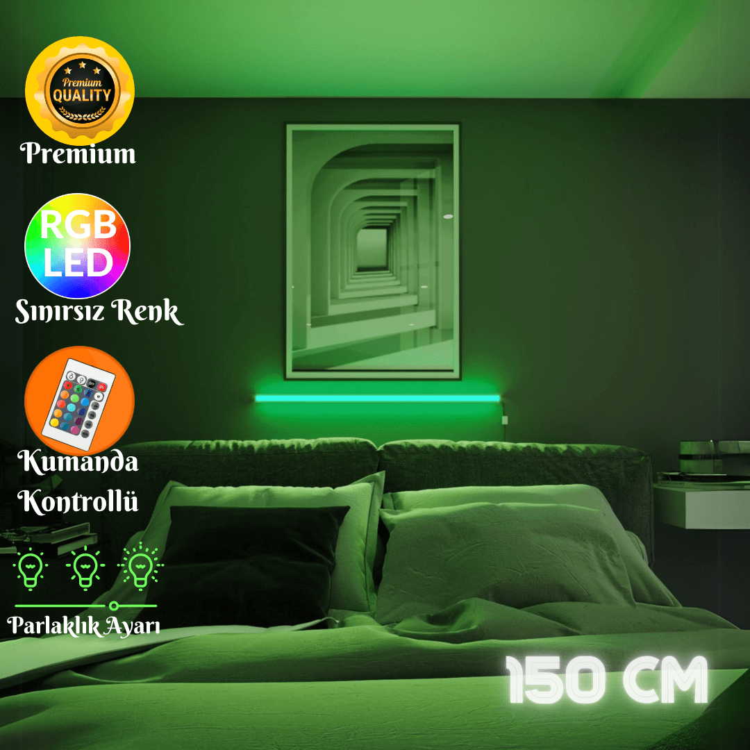 Zyra Kumandalı RGB Lambader – 16 Renk Seçeneği, 4 Dinamik Işık Modu, Dekoratif LED Lamba