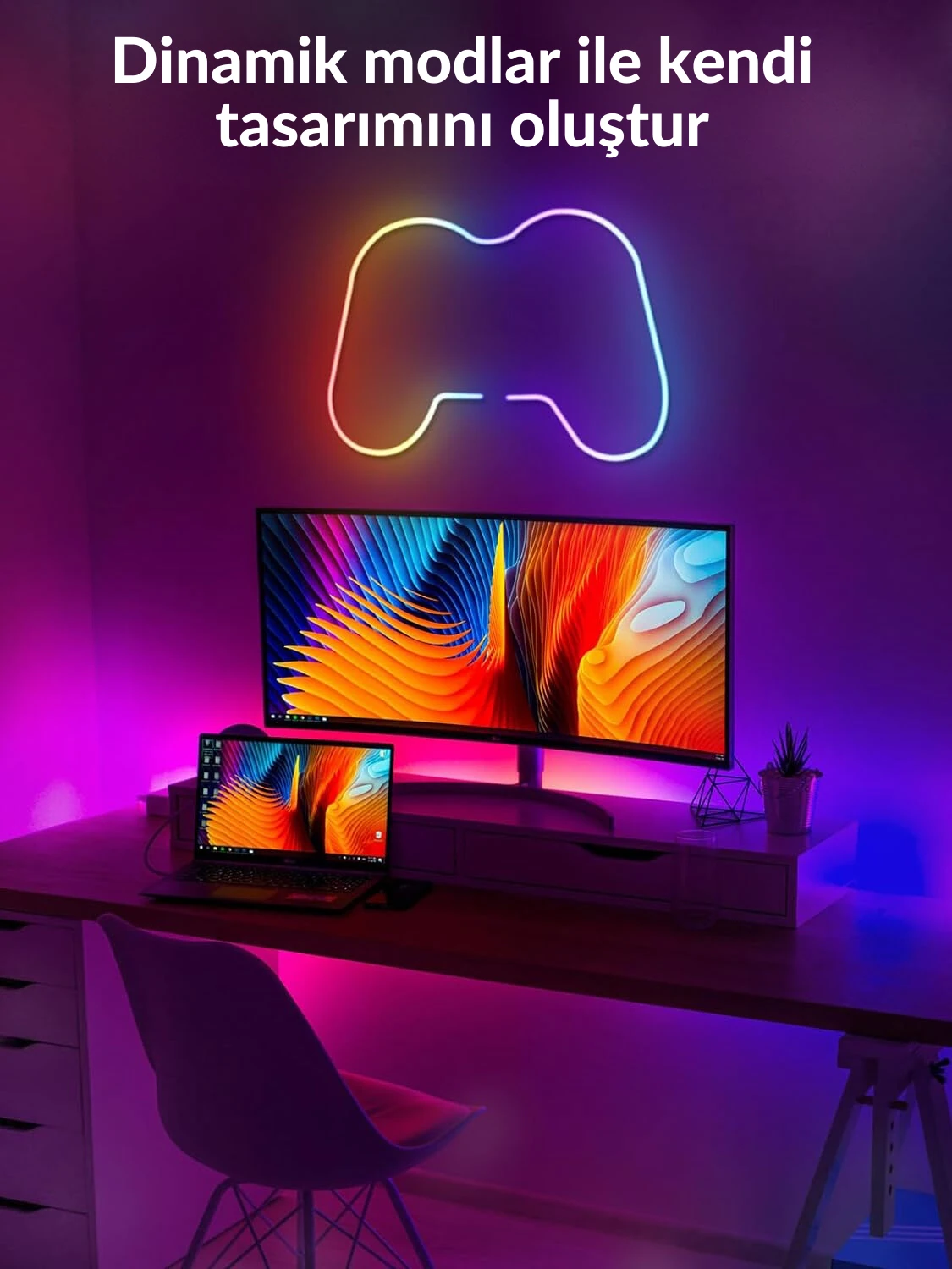 5 metre USB Şerit NEON LED Animasyonlu Kumandalı Ve Telefon Kontrollü Argb