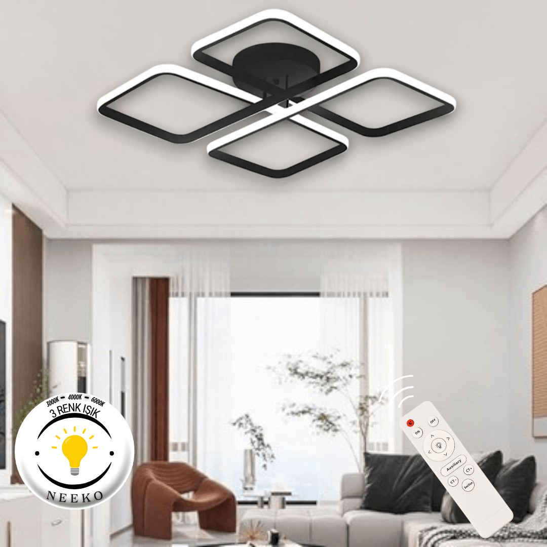 Novem Plafonyer Ultra Süper Power Ledli Tava Sıfır Avize  3 Renk KUMANDALI