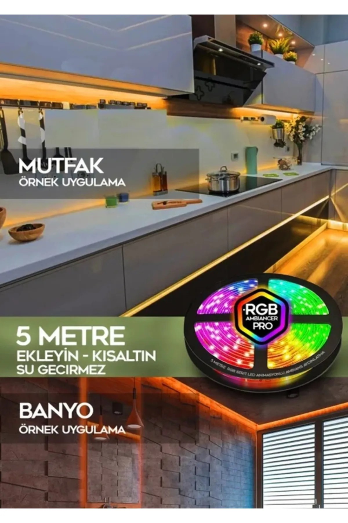 5mt Şerit Animasyonlu Tak Çalıştır Kumandalı Trafolu Rgb Şerit Işık Aydınlatma Parti Led