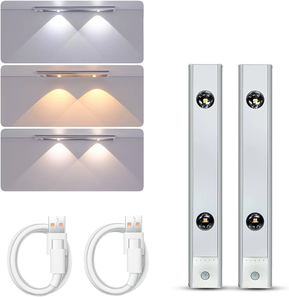 HAREKET SENSÖRLÜ 3 RENKLİ  DEKORATİF ŞARJLI APLİK  TAŞINABİLİR  SİLVER  KASA ( ÖLÇÜ SEÇENEKLİ )