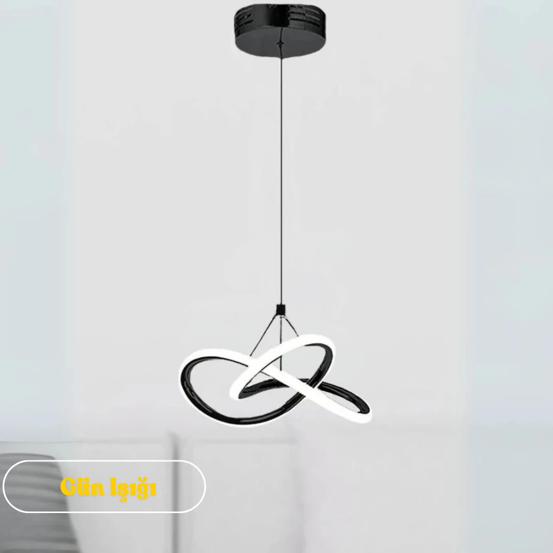 Modern Bonna Tekli Siyah Sarkıt LED  Power Ledli SİYAH KASA GÜN IŞIĞI