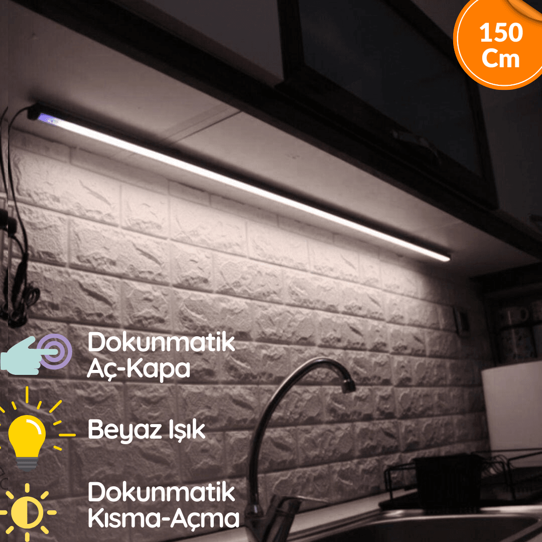 Mutfak Tezgah Üstü Dokunmatik Led Bar Aydınlatma BEYAZ IŞIK 150 cm main variant image