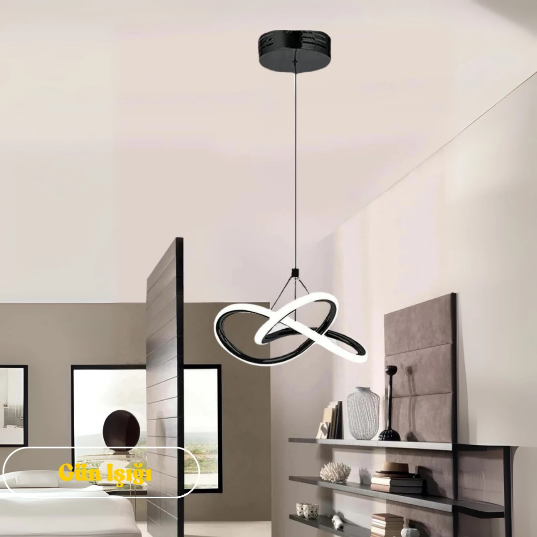 Modern Bonna Tekli Siyah Sarkıt LED  Power Ledli SİYAH KASA GÜN IŞIĞI image