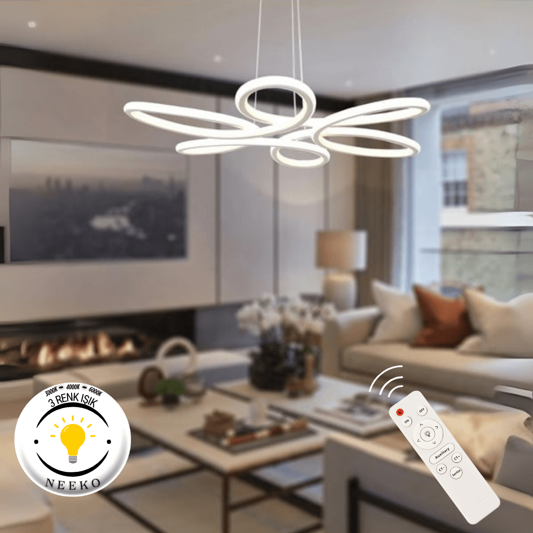 Nipul Modern Sarkıt Ultra Power Led 3 RENK - KUMANDALI - Beyaz Kasa main variant image