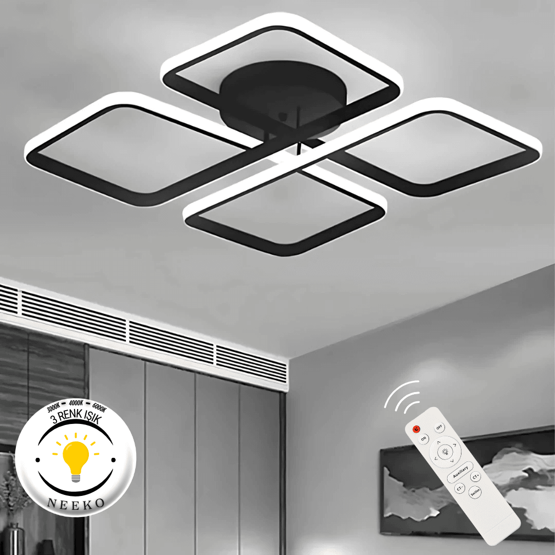 Novem Plafonyer Ultra Süper Power Ledli Tava Sıfır Avize  3 Renk KUMANDALI - Siyah Kasa main variant image