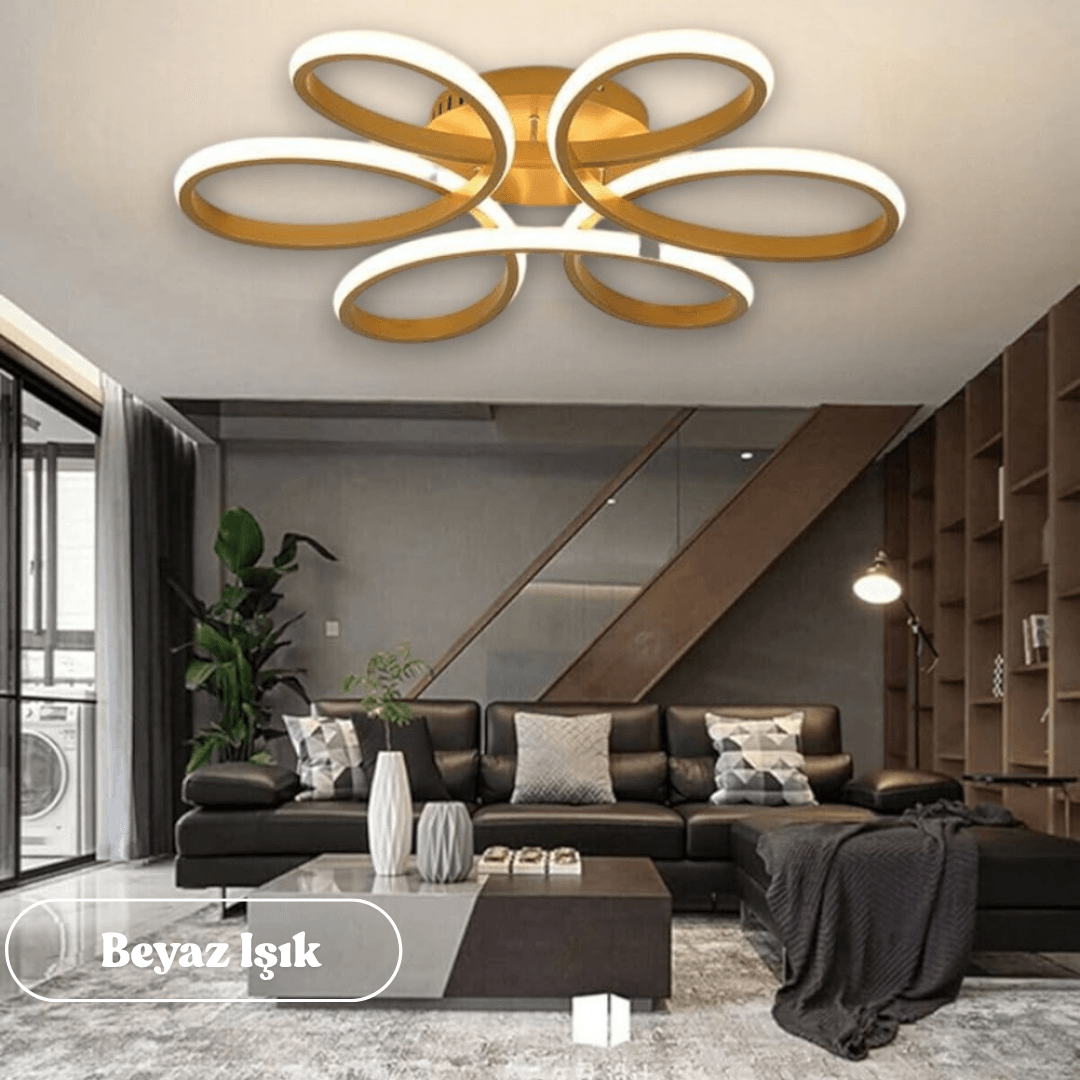 Linup Modern Plafonyer Tavana Sıfır Power LED Avize Beyaz Işık - Eskitme Kasa image