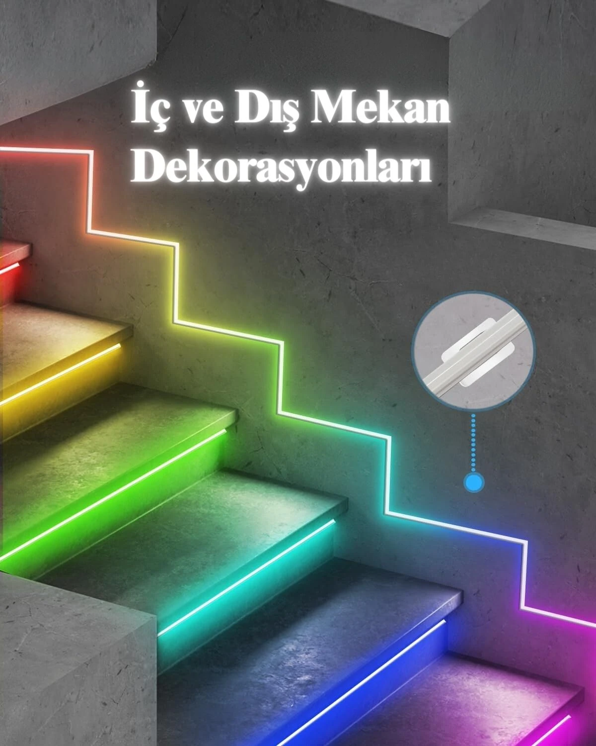 5 metre USB Şerit NEON LED Animasyonlu Kumandalı Ve Telefon Kontrollü Argb