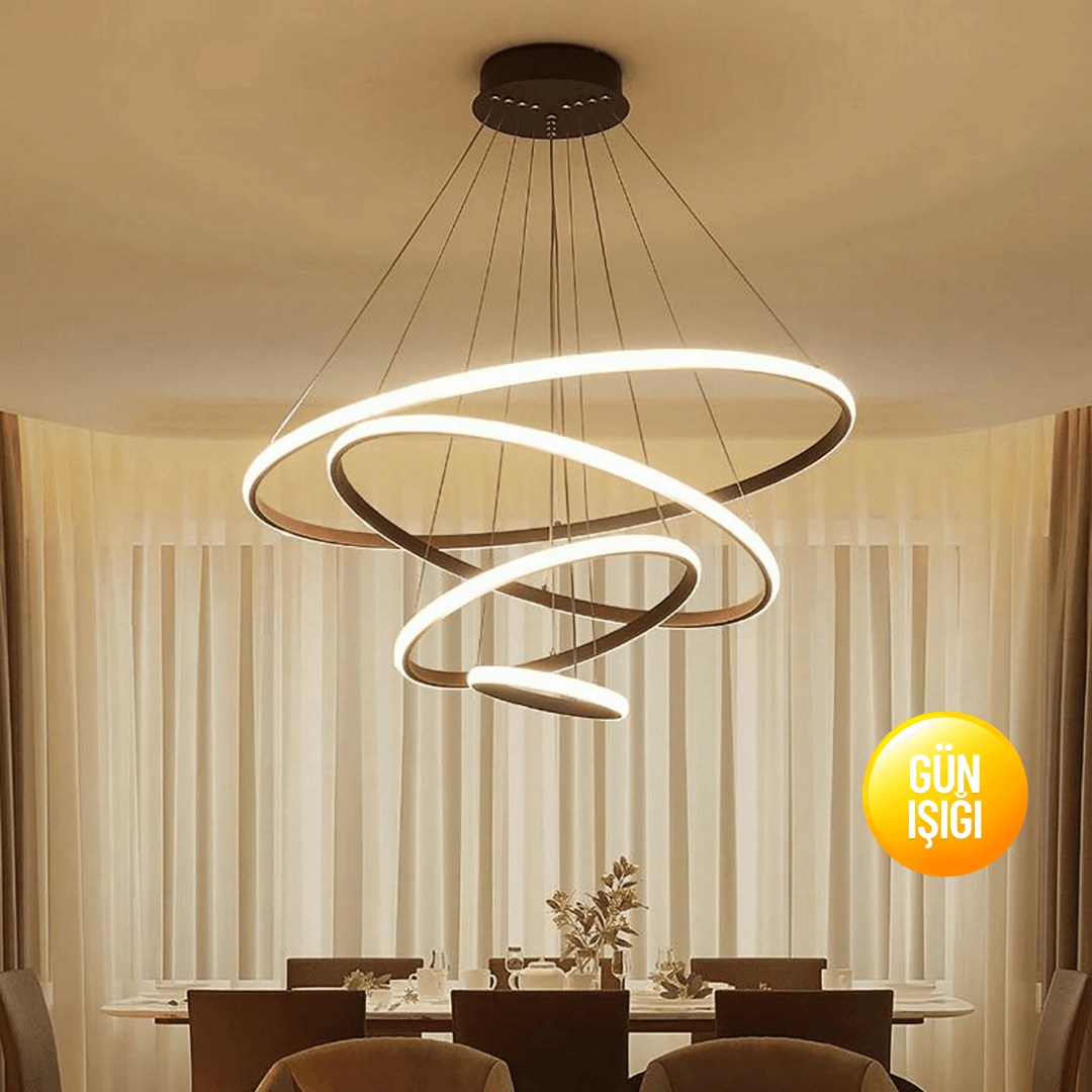 Robin 4 'lü Siyah Ultra Süper Gün Işığı Ledli Avize image