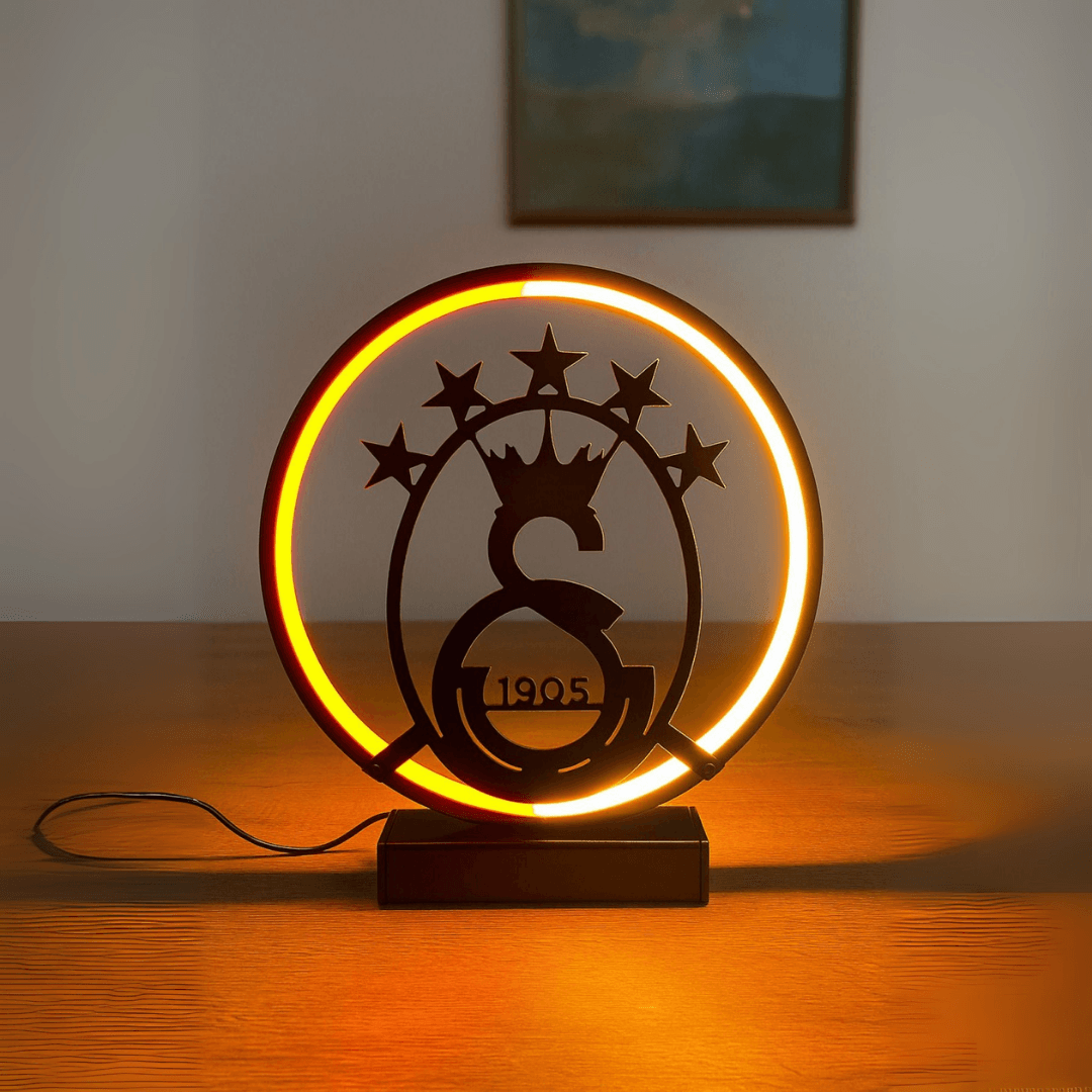 5 Yıldızlı Sarı Kırmızı LED Işıklı GS Masa Lambası  Dekoratif Gece Lambası