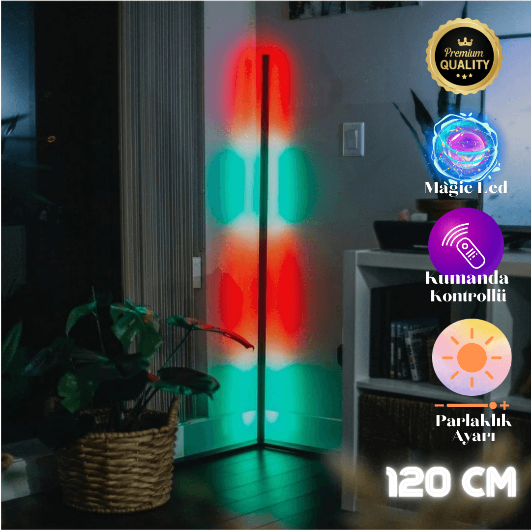 Auralux Akıllı ARGB LED Lambader – Kumandalı, 256 Işık Modu ve 4 Sabit Renk - 120 Cm image