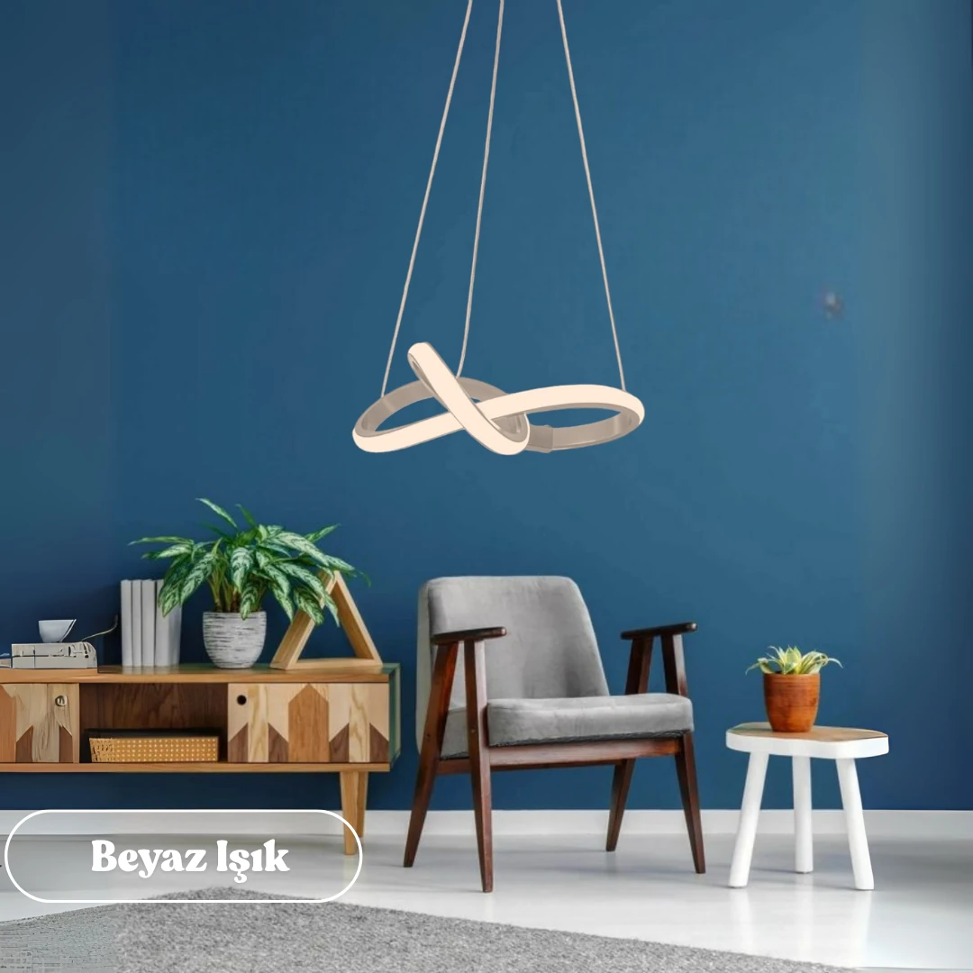 Modern Bonna Tekli GRİ Sarkıt LED Beyaz Power Ledli GRİ KASA - BEYAZ IŞIK image