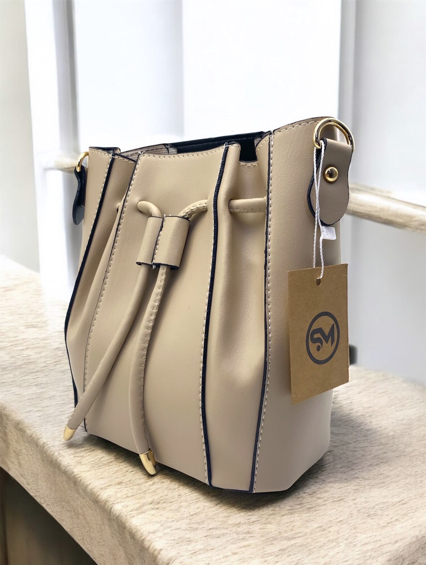 BOHÇA KALIP ASKILI ÇANTA MODELİ - Bej-5