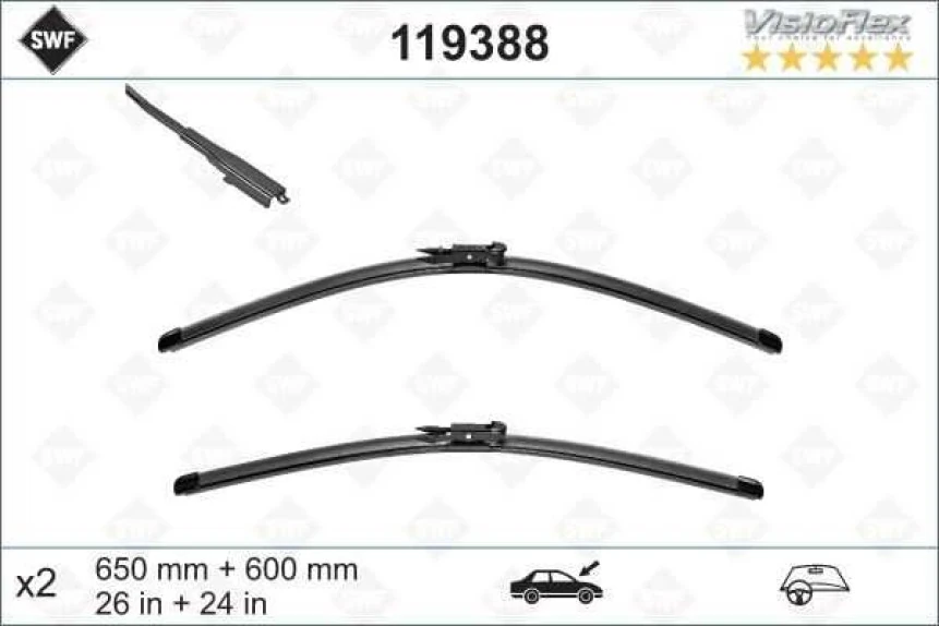 Mercedes Silecek Supurgesi Swf On Tk. (650mm / 600mm) A-Class W169 04>12 Vaneo 414 02>05 - Valeo 119388