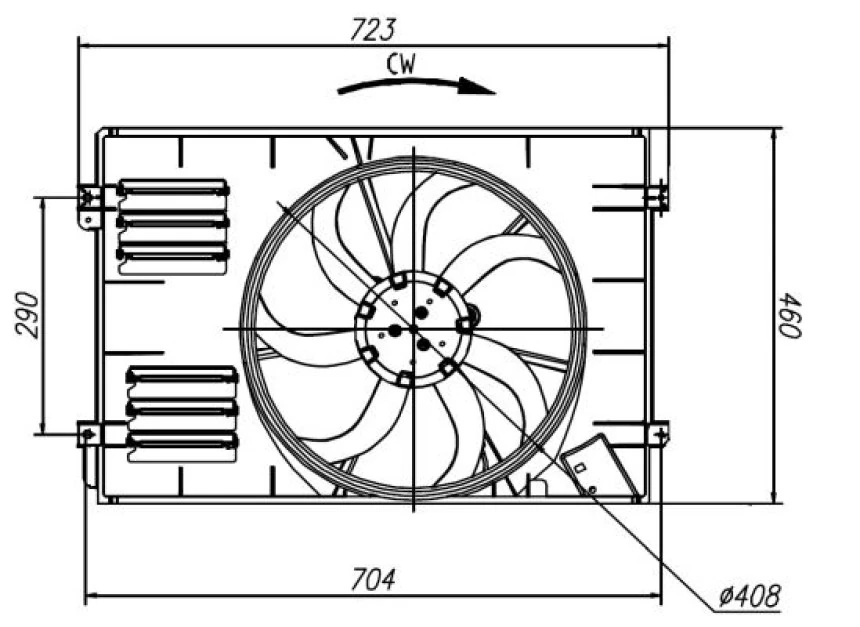 Vag Fan Motoru Davlumbazı İle Birlikte  (buyuk Olan 400w 410mm) Caddy 04>08>15 Golf V VI 06>09>14 Touran - Nrf 47925