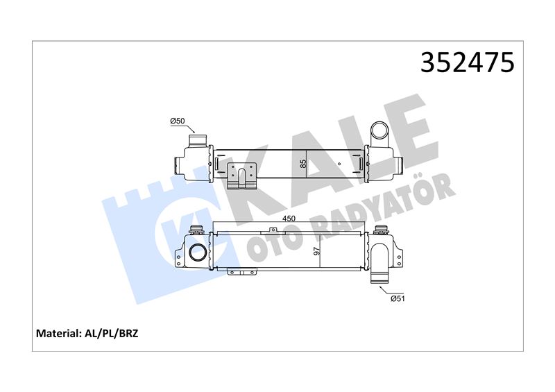 INTERCOOLER KIA SORENTO 2.5 CRDI 2002> (TURBO RADYATORU) - KALE 352475