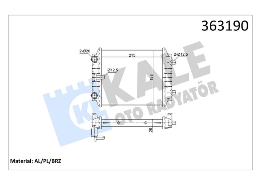 Vag Motor Su Ek Radyatoru Sag A1 A3 Golf VII Jetta Passat Leon Superb 13>> [brazıng] [215x188x26] - Kale 363190
