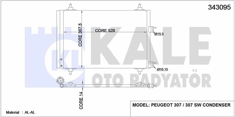 Psa Klima Radyatoru (kondanser) P307 1.4i / 1.6hdi (01 08) Olcu: (514×361×16) - Kale 343095