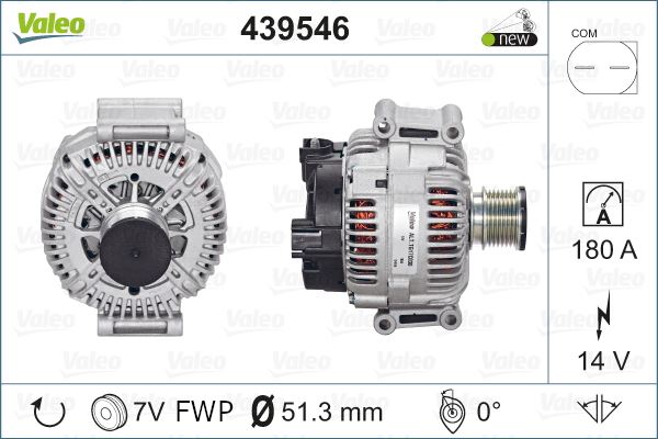 ALTERNATOR (14V 180A) W169 04>12 W204 09>14 W212 09>15 W164 09>11 VITO W639 06> SPRINTER 906 06>09 - VALEO 439546