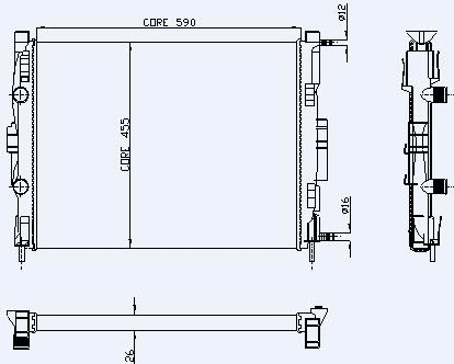 MOTOR RADYATORU MEGANE II SCENIC 1,5DCI 1,4 / 1,6 / 2,0 16V (590X455X26) / (1 SIRA ALB SISTEM) - KALE 0520221AB