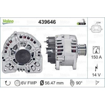 ALTERNATOR 12V 150A CAPTUR I 13> FLUENCE 10> LAGUNA III 07>15 MEGANE IV 15> SYMBOL III 13> DUSTER 10 - VALEO 439646