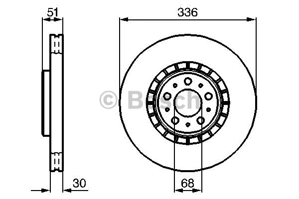 Volvo On Fren Aynası Havalı Volvo XC 90 2.5t D5 T6 02> (17 Jant) / (336x30x5dlxhavalı) - Bosch 0986479202
