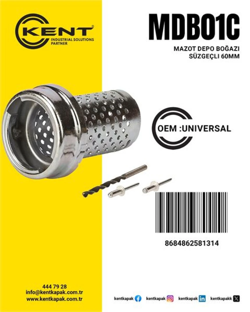 Unıversal Truck Depo Bogazı Suzgecli Unıversal 60 MM - Kent Mdb-01c