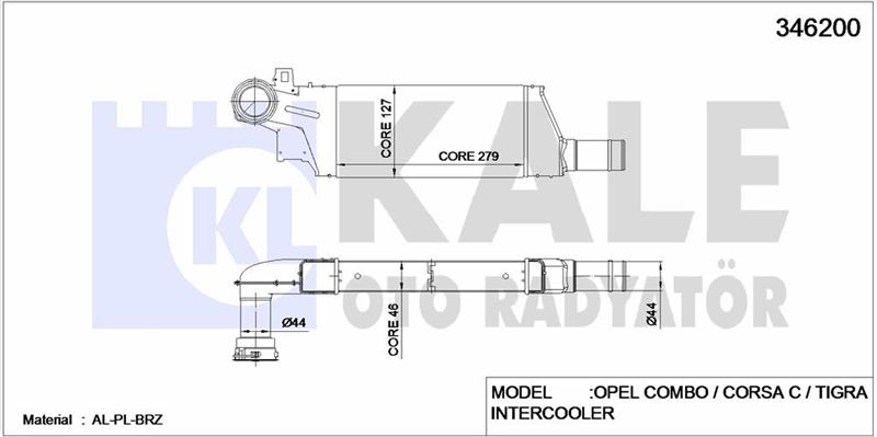 TURBO RADYATORU CORSA C TIGRA B Y13DT Z13DT Z13DTJ Z17DTH - KALE 346200