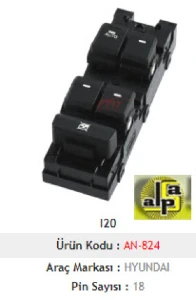 Unıversal Cam Anahtarı> İ20 Cam Anah. Sol Dörtlü 14--> - Mcar-An824