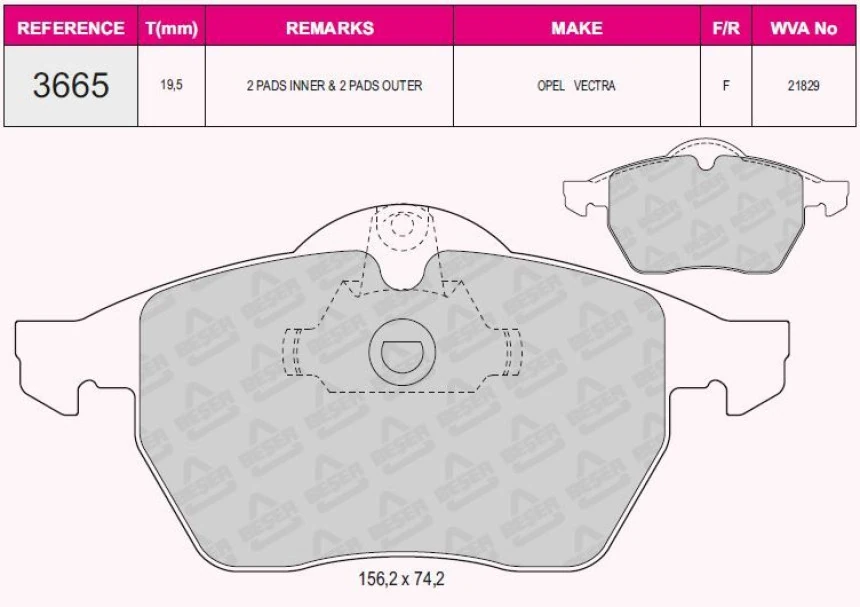 Opel On Fren Balatası Vectra B X20xev - Grap 93665