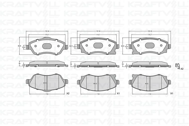 Opel Fren Balatası On Combo C Corsa C 1.3 1.7 Cdti 01 > Meriva 03 > Tigra 04 > - Kraftvoll 07010031