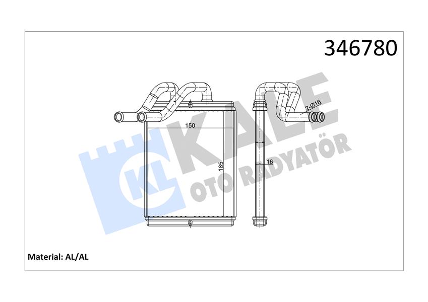 KALORIFER RADYATORU KIA SORENTO 2,5 2003> (195X165X18) - KALE 346780
