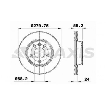 ON FREN AYNASI HAVALI TRANSPORTER T4 1,9TD 2,0 2,4D 2,5 SYNCRO 2,5TDI / SYNCRO 97> - BRAXIS AE0237