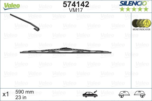 SILECEK SUPURGESI ON (600mm) 190 W201 85>93 W202 93>00 C208 98>02 A208 98>02 W124 85>92 - VALEO 574142
