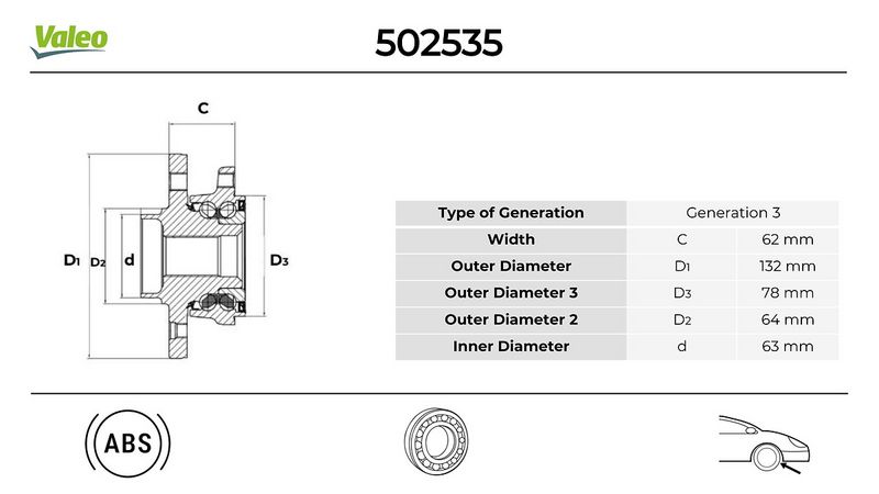 ON TEKER PORYASI (RULMANLI) FOCUS - C-MAX 03> VOLVO C30 06>12 C70 II 06> S40 II V50 04> - VALEO 502535