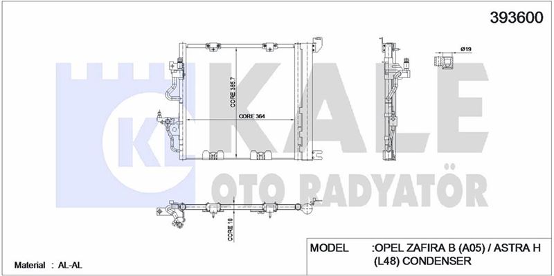 KLIMA RADYATORU Z13DTH Z17DTL Z19DT ASTRAH ZAFIRA B - KALE 393600