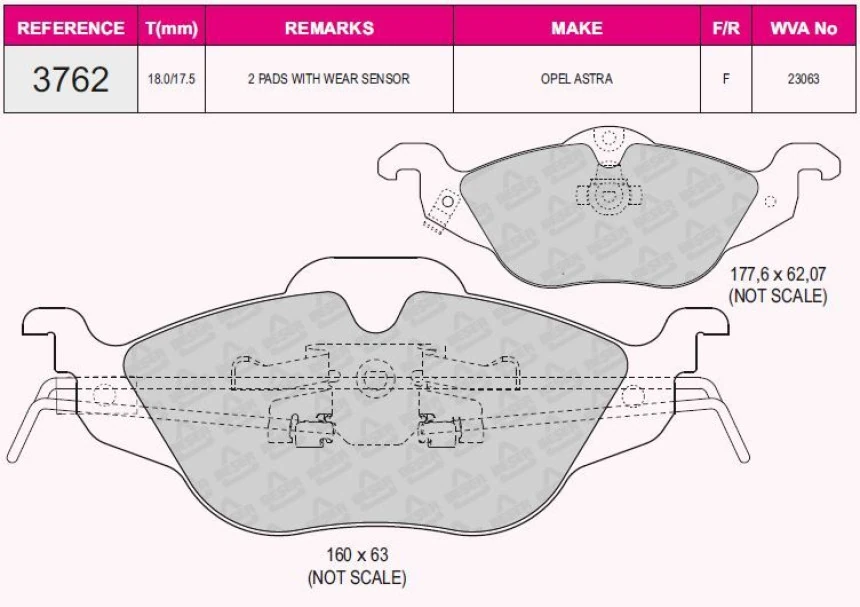 Opel On Fren Balatası Astra G Zafıra A 98>10 - Beser 3762