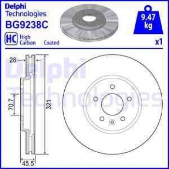 FREN DISKI ON OPEL INSIGNIA  03>17 - DELPHI BG9238C