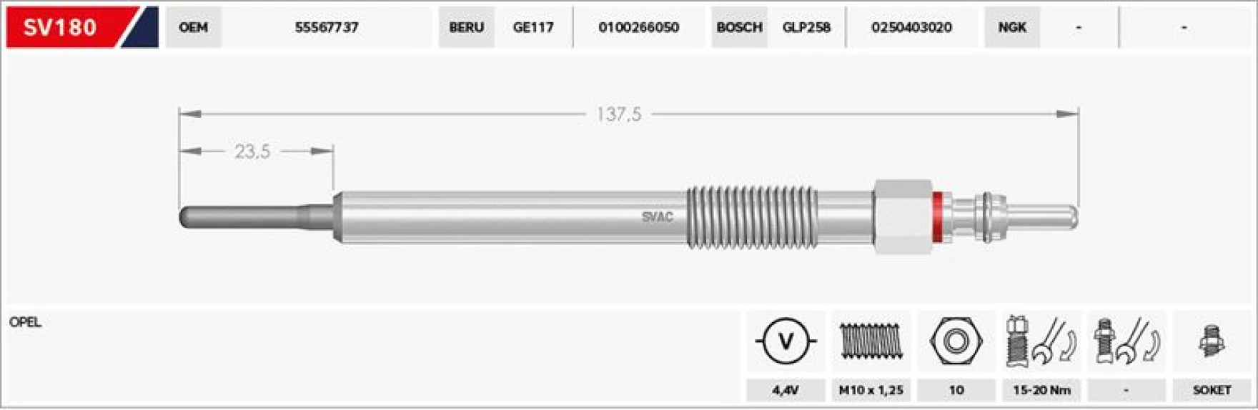Opel Kizdirma Bujısı Opel Astra J Corsa D Meriva B Mokka X 1,7 Cdti - Svac Sv180
