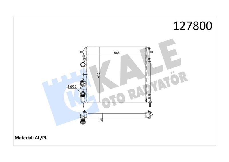 MOTOR RADYATOR MEGANE 1,6 / 2,0 AC (2 SIRA AL+PL)(585x414.5x23) - KALE 0520202AL