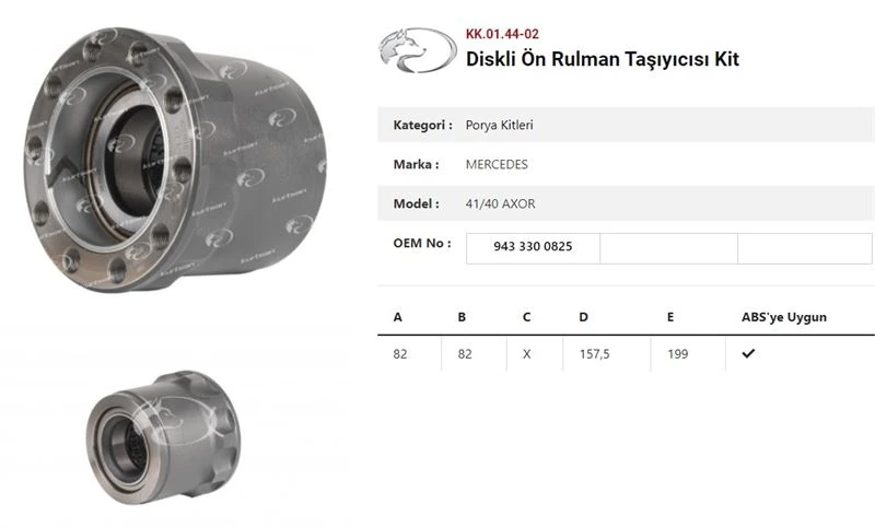 Mercedes Truck Dingil Poryası Diskli Ön Rulman Tasıyıcısı Kit Mercedes Axor Actros 1840 4140 - Kurtsan Kk.01.44-02