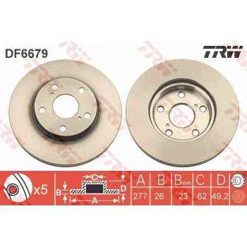 ON FREN DISKI AYNASI HAVALI TOYOTA COROLLA 13-> AURIS 1.3 1.6 12-> AURIS 1.4 D4D 12-> (277X5) - TRW DF6679